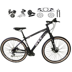 Bicicleta aro 29 Gti Roma Shimano Altus 24V Freio a Disco Hidráulico Garfo com Trava Pneu com Faixa Bege - Preto\Cinza