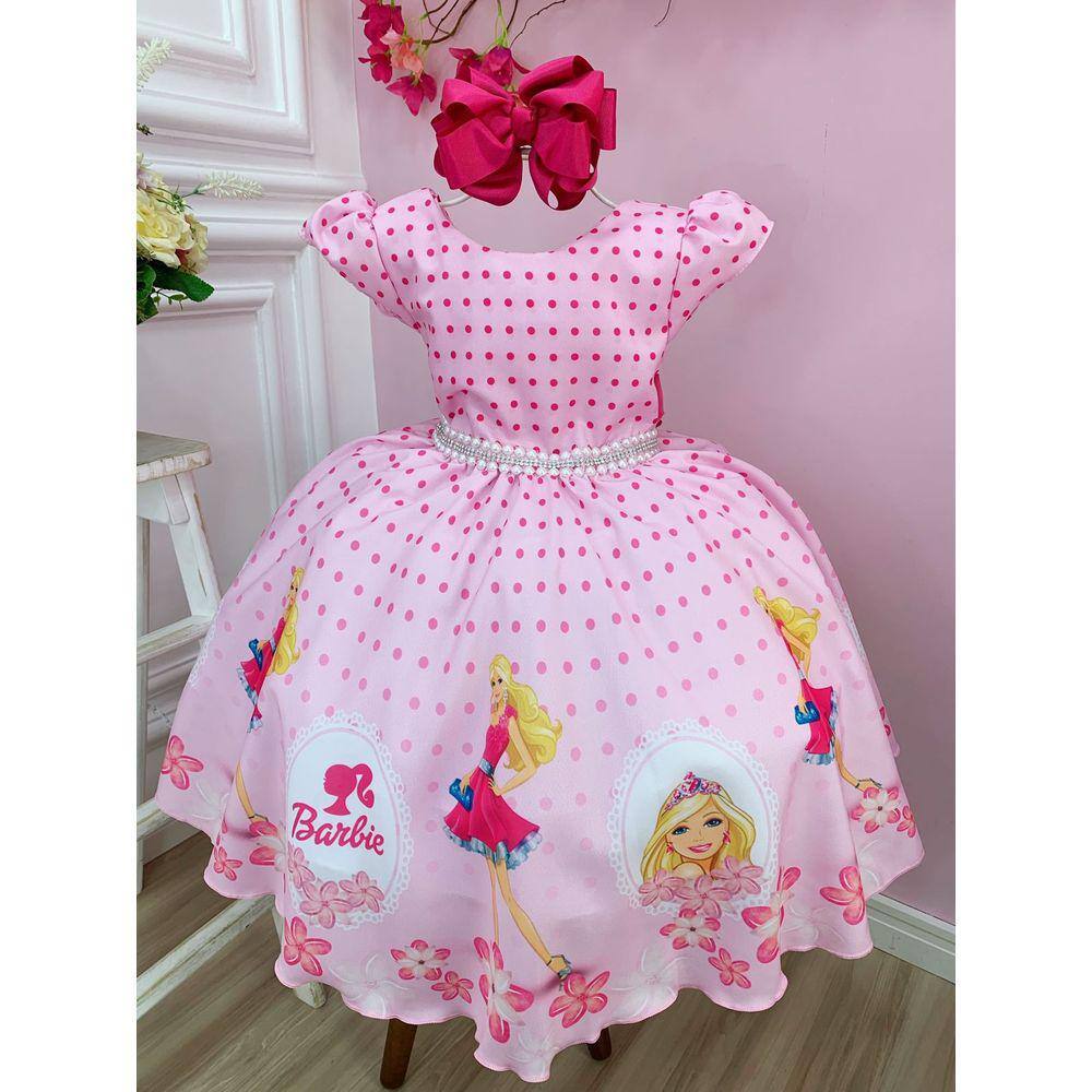 Vestido Infantil Barbie Rosa Xadrez Filme Aniversário Temático