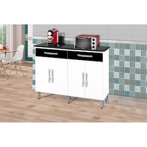 Balcão Madri Plus Branco Com Preto Mármorizado – Passe Bem Móveis