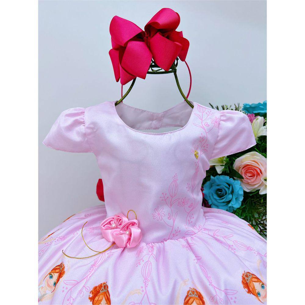 Vestido infantil rosa tema Bailarina com balões no jardim