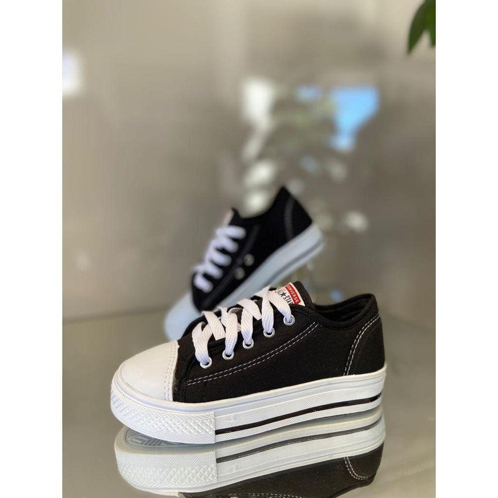 Tênis Juvenil Solado Baixo Preto ALLSTARJ