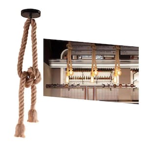 Pendente Lustre Corda Sisal Rústico 1,60M Bocal Duplo E27