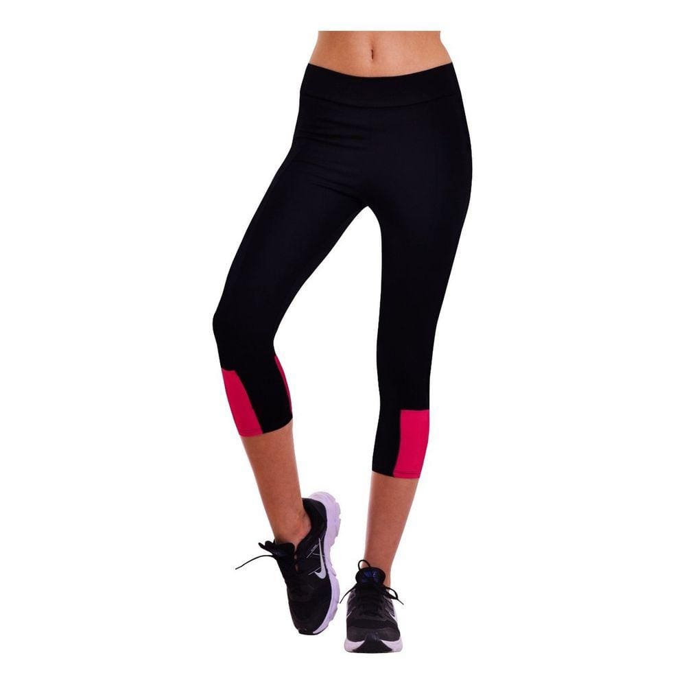 Calça Legging Capri Fitness em Power Suplex Detalhe Rosa