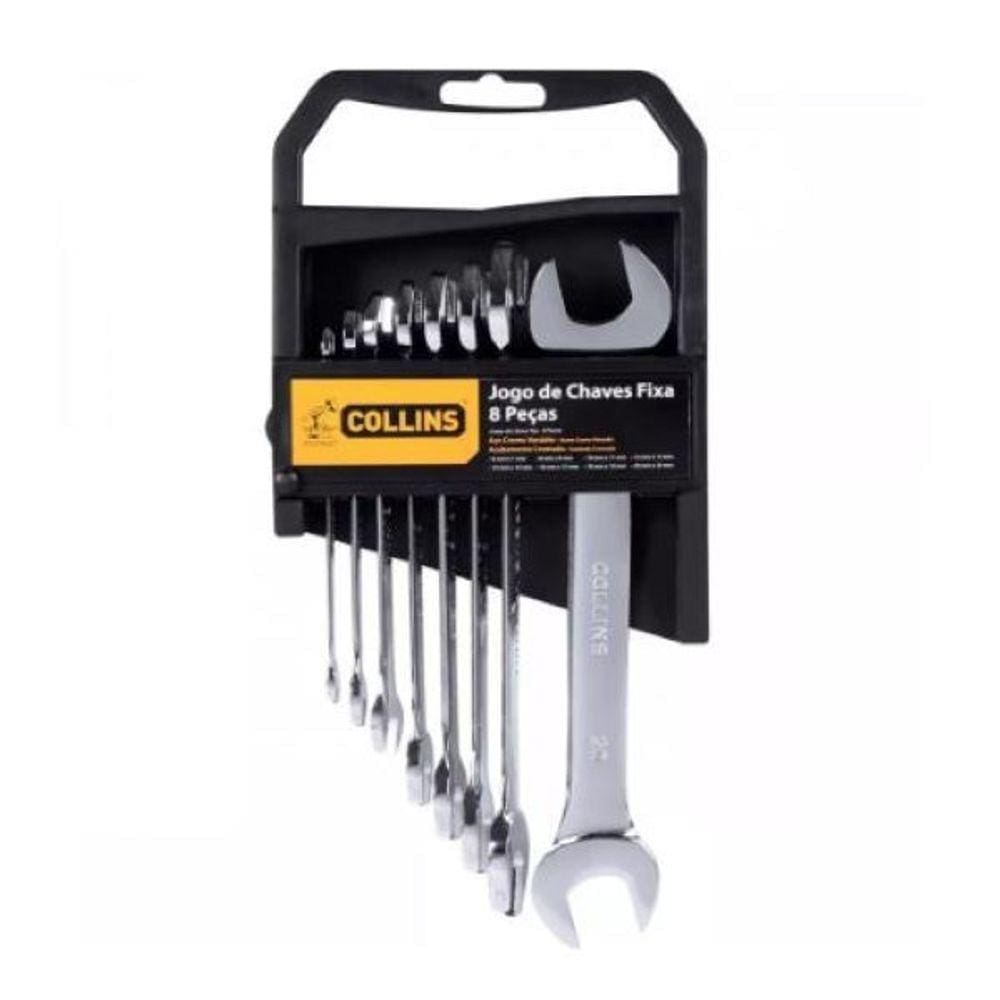 Jogo de Chave Fixa 6 a 22mm 8 Peças Cromo  - Collins 918482