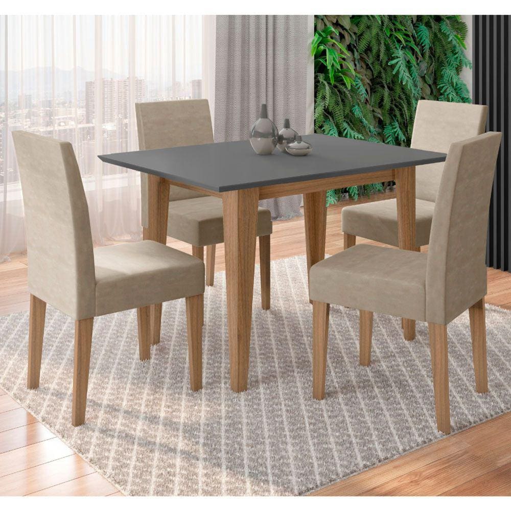 Conjunto Sala de Jantar Retangular Mesa Kate 120cm e 04 Cadeiras Josi Poliman Móveis