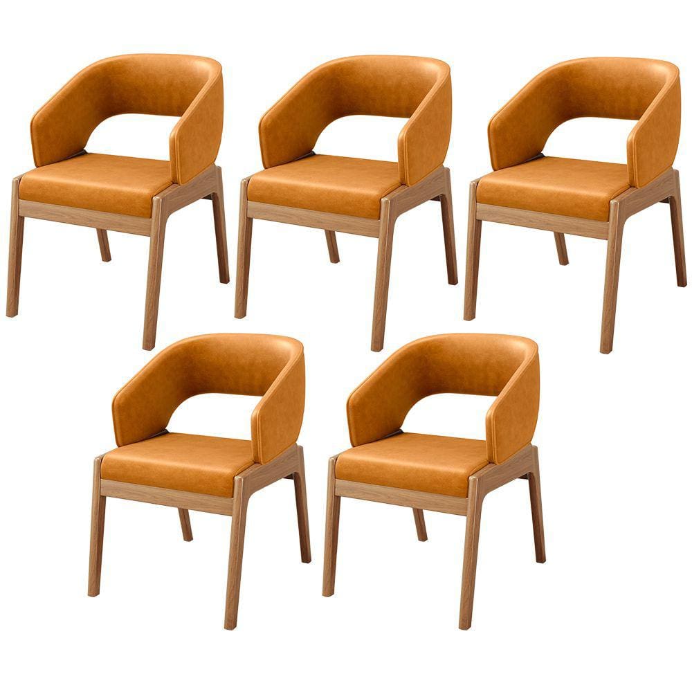 Kit 05 Cadeiras de Jantar e Estar Living Estofada Lince L02 Couríssimo Whisky - Lyam Decor