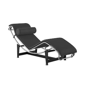 Chaise Lc-4 Cromada Em Couro Natural Preto Cor Preto