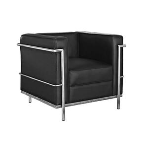 Potrona Le Corbusier Inox Em Sintético Preto Cor Preto