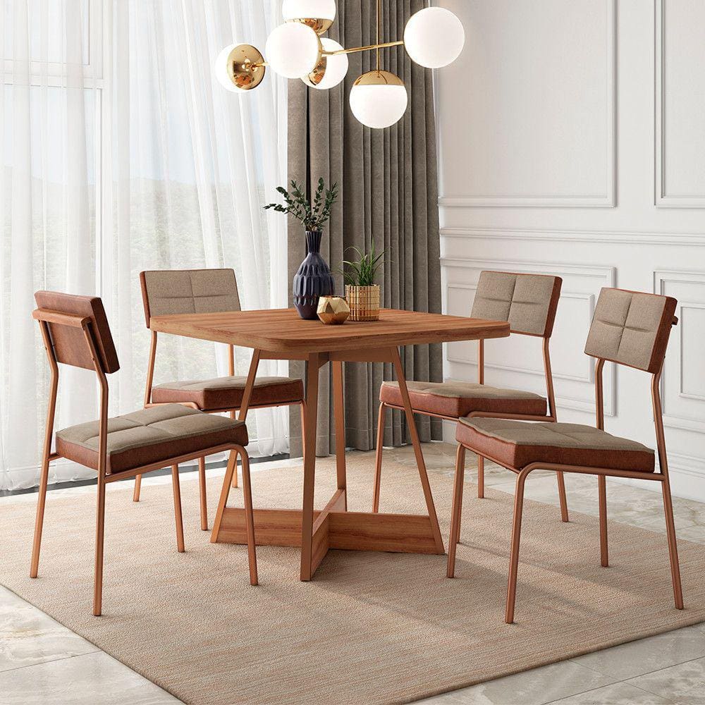 Conjunto Mesa de Jantar Quadrada - ELITTE PLUS com 8 cadeiras - AKILA