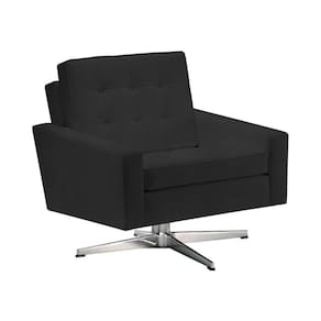 Poltrona Fk Giratória Suede Preto Base Alumínio Cor Preto