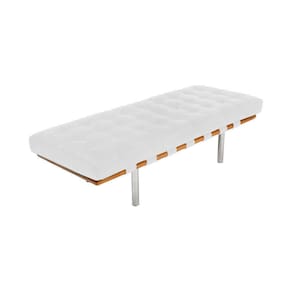 Banco Capri Barcelona 1,80M Couro Natural Branco Cor Branco