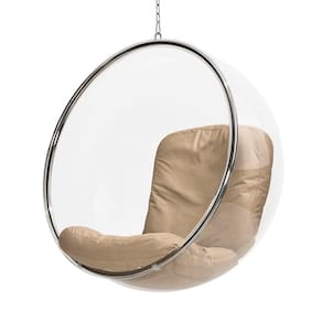 Poltrona Bubble Chair Acrilico Com Estofado Sued Bege Cor Bege