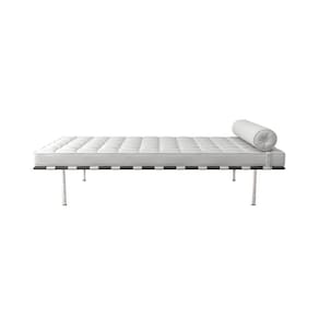 Couch Barcelona Inox Em Couro Natural Branco Cor Branco