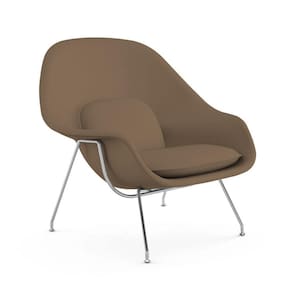 Poltrona Womb Chair Sem Puff Cromada Sintético Marrom Cor Marrom