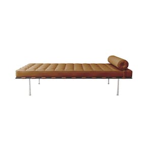 Couch Barcelona Inox Em Couro Natural Caramelo Cor Amarelo