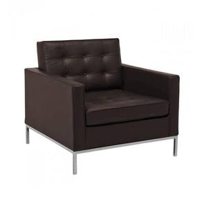 Poltrona Florence Knoll Cromado Em Couro Natural Marrom Cor Marrom
