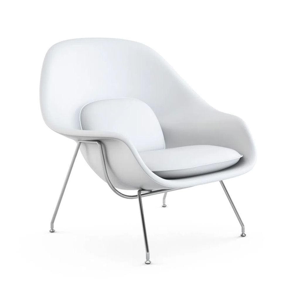 Poltrona Womb Chair Sem Puff Cromada Sintético Branco Cor Branco