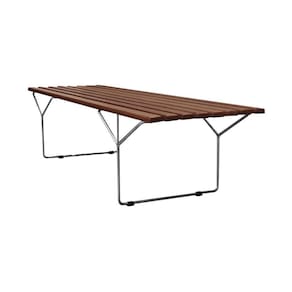 Banco Bertoia Ripado Em Madeira Imbuia Base Inox Cor Marrom