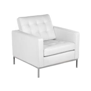 Poltrona Florence Knoll Cromado Em Sintético Branco Cor Branco