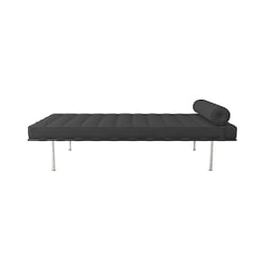 Couch Barcelona Cromado Em Couro Natural Preto Cor Preto