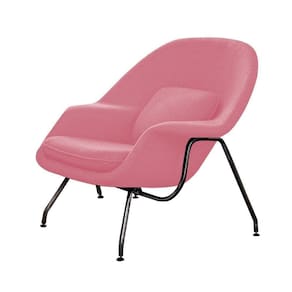 Poltrona Womb Chair Sem Puff Base Preta Linho Rosa Cor Rosa