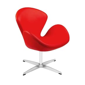 Poltrona Swan Couro Sintético Vermelho Base Alumínio Giratória Cor Vermelho