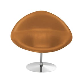 Poltrona Design Gondula Couro Sintético Caramelo Cor Bege