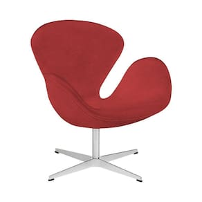 Poltrona Swan Suede Vermelho Base Alumínio Giratória Cor Verde