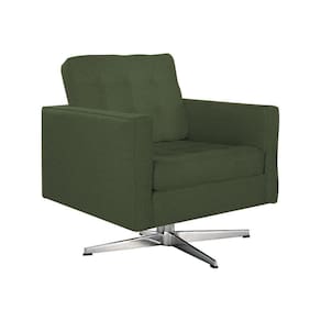 Poltrona Fk Giratória Linho Verde Base Alumínio Cor Verde