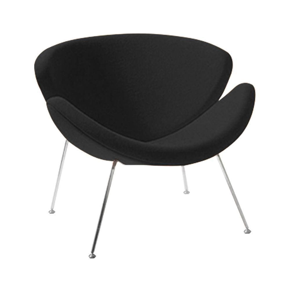 Poltrona Design Trevo Suede Preto Base Inox Cor Preto