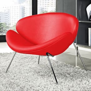 Poltrona Trevo Couro Sintético Vermelho Base Inox Cor Verde