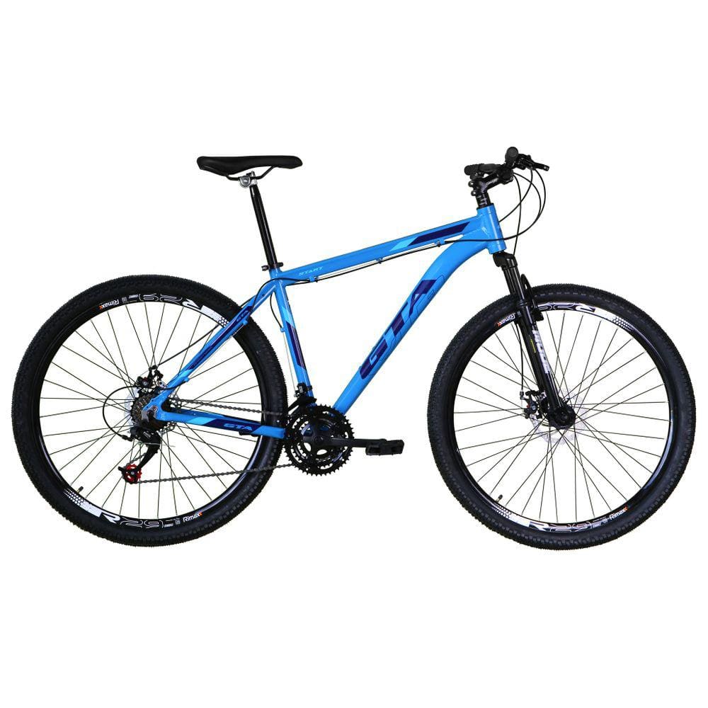 Bicicleta Aro 29 Gta Start Alumínio 27v K7 Freio a Disco Mecânico Garfo com Suspensão - Azul