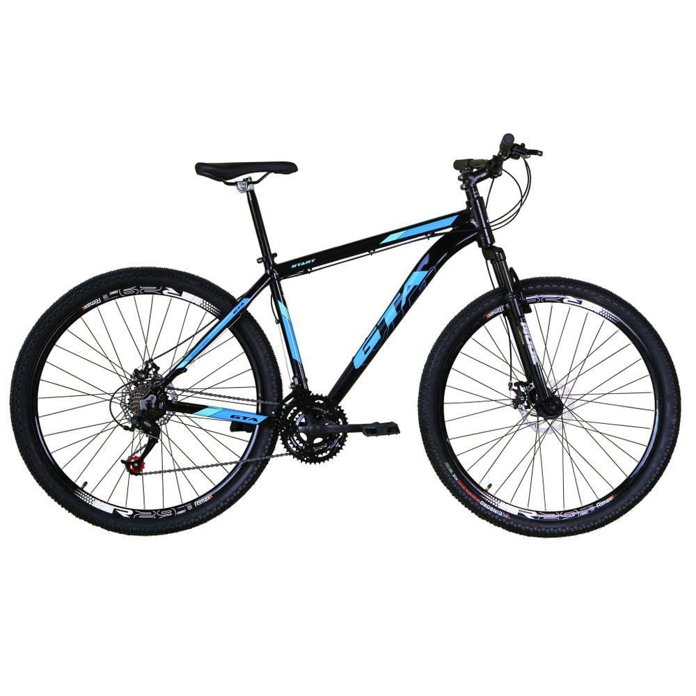 Bicicleta Aro 29 Gta Start Alumínio 27v K7 Freio a Disco Mecânico Garfo com Suspensão - Preto\Azul