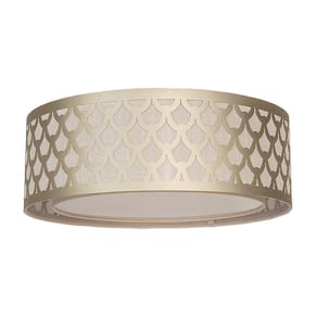 Luminária De Teto Plafon Trama Cúpula Dupla Bronze 40X16