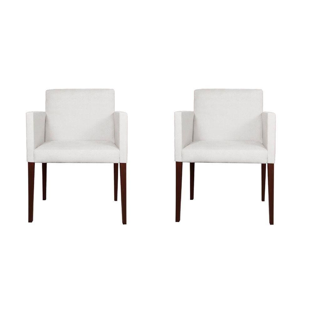 Kit 2 Poltronas Nina Executiva Em Tecido Sintético - Branco - Cor: Branco