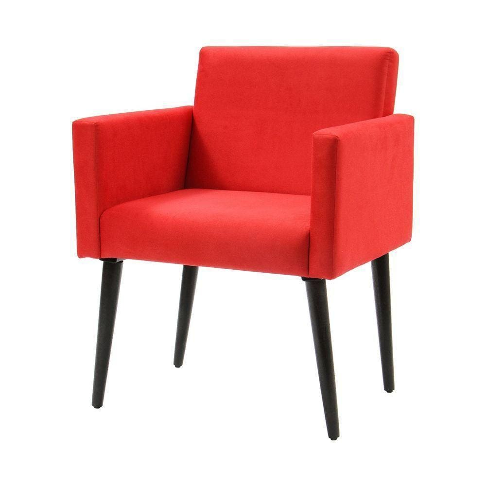 Poltrona Retrô Decorativa Luca Tecido Suede - Vermelho - Cor: Vermelho