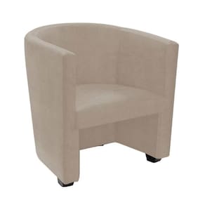Poltrona Malta Recepção Tecido Suede - Bege - Cor: Bege