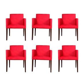 Kit 6 Poltronas Nina Estilo Retrô Tecido Suede Ideal Para Sala De Estar - Vermelho - Cor: Vermelho