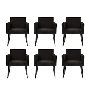 Kit 6 Poltronas Luca Tecido Suede Pé Palito Aberto - Preto - Cor: Preto