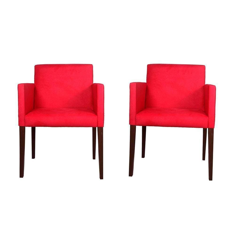 Kit 4 Poltronas Nina Estilo Retrô Ideal Para Sala De Estar - Vermelha - Cor: Vermelho