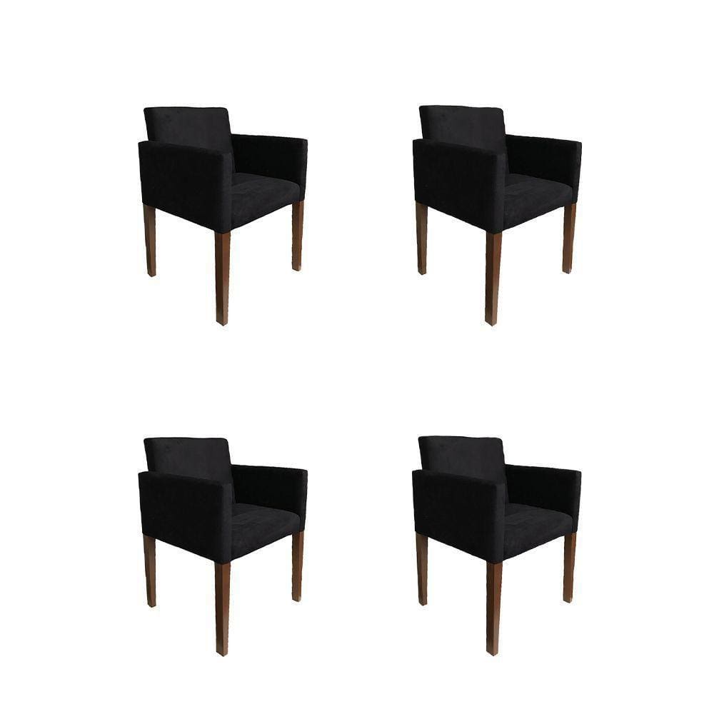 Kit 4 Poltronas Nina Estilo Retrô Ideal Para Sala De Estar - Preto - Cor: Preto
