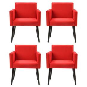 Kit 4 Poltronas Luca Tecido Sintéticotecido Sintético Para Recepção - Vermelha - Cor: Vermelho