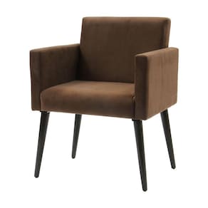 Poltrona Luca Para Sala De Recepção Em Suede - Marrom - Cor: Marrom