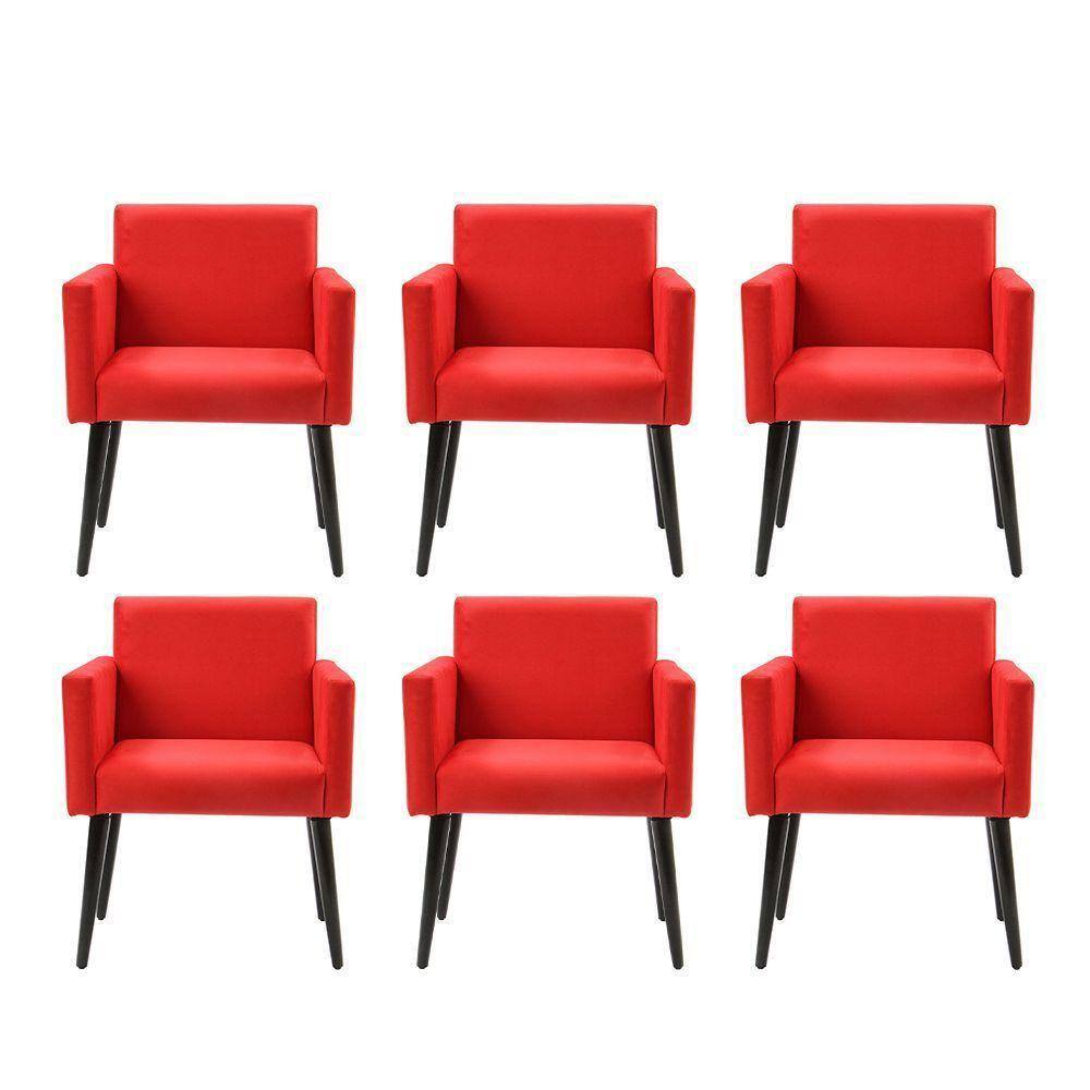 Kit 6 Poltronas Luca Estilo Retrô Decorativa - Vermelho - Cor: Vermelho
