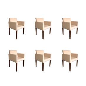 Kit 6 Poltronas Nina Estilo Retrô Tecido Suede Ideal Para Sala De Estar - Creme - Cor: Bege