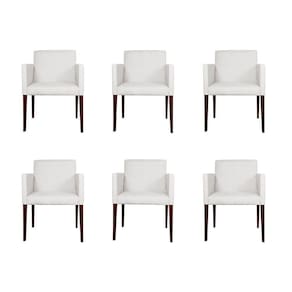 Kit 6 Poltronas Nina Executiva Escritório Sala De Recepção Tecido Sintético - Branco - Cor: Branco