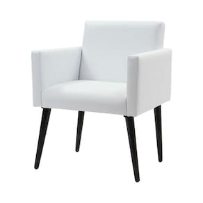 Poltrona Luca Sala De Recepção Em Tecido Sintético - Branco - Cor: Branco