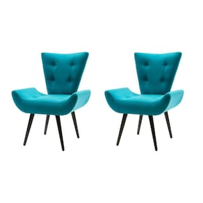 Kit 2 Poltronas Decorativa Emilia Suede Pé Palito - Azul Turquesa - Cor: Azul