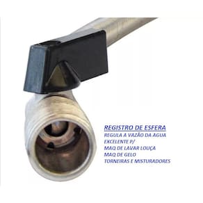 Engate Flexivel C/ Registro P/ Maquina Lavar-Secar-Lava Louças 1/2 X 3/4