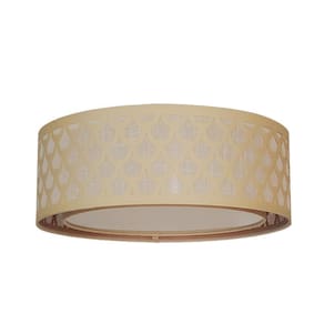 Luminária De Teto Plafon Trama Cúpula Dupla Cru 50X16